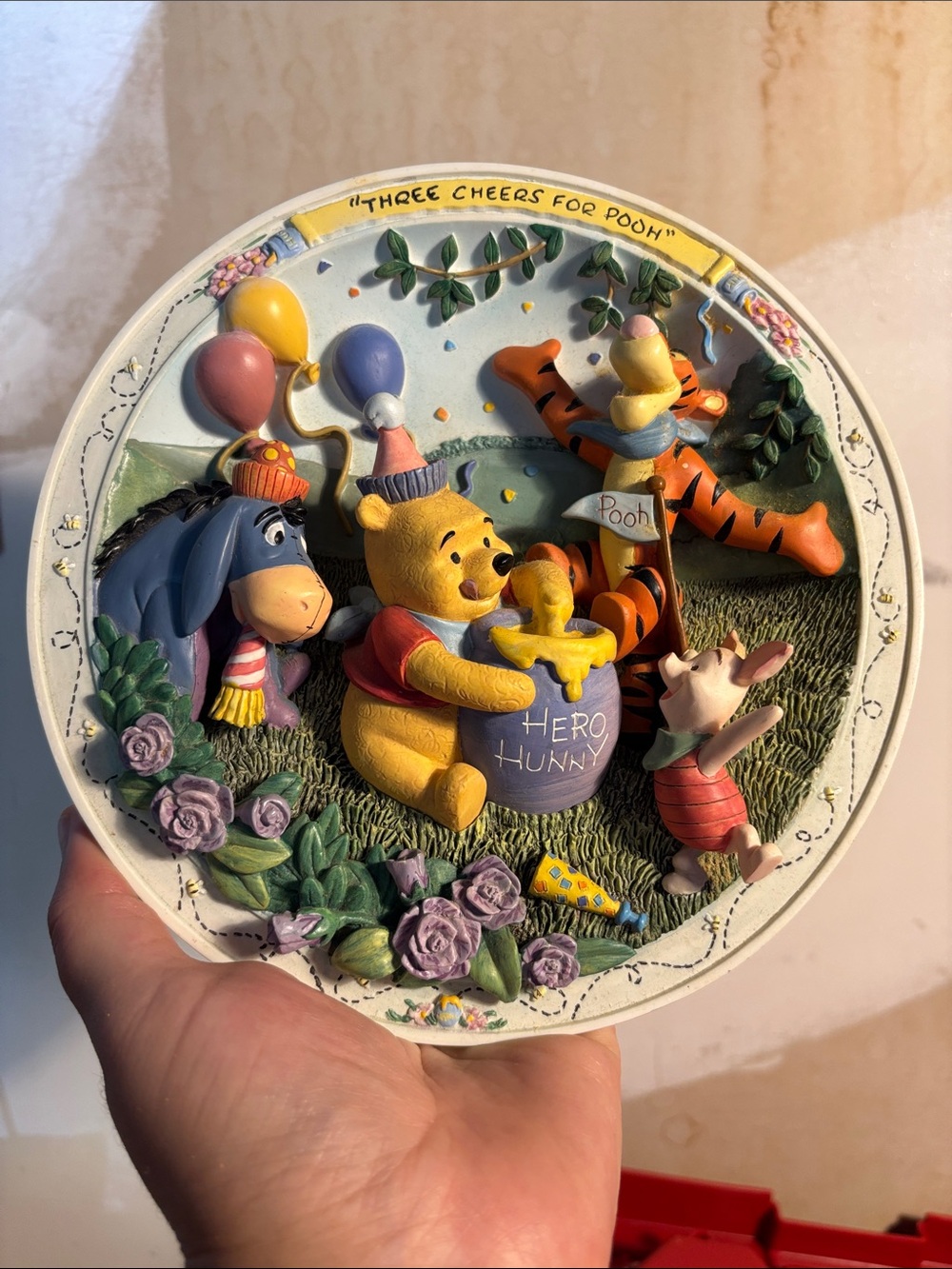 Disney Winnie the Pooh 3D Party Plaque - Yellow, Red, Purple, Blue